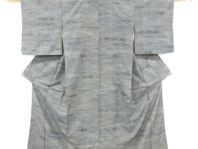 アンティーク　幾何学模様織り出し十日町紬着物